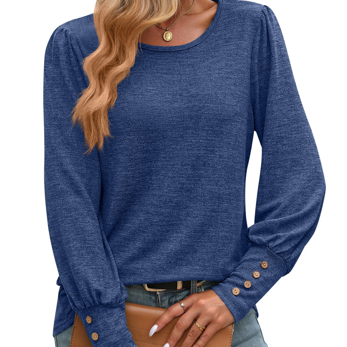 Long Sleeve Casual Button Cuff Top
