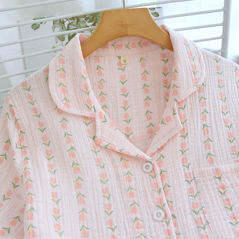 Women's Cotton Short Sleeve Pajama Set with Shorts