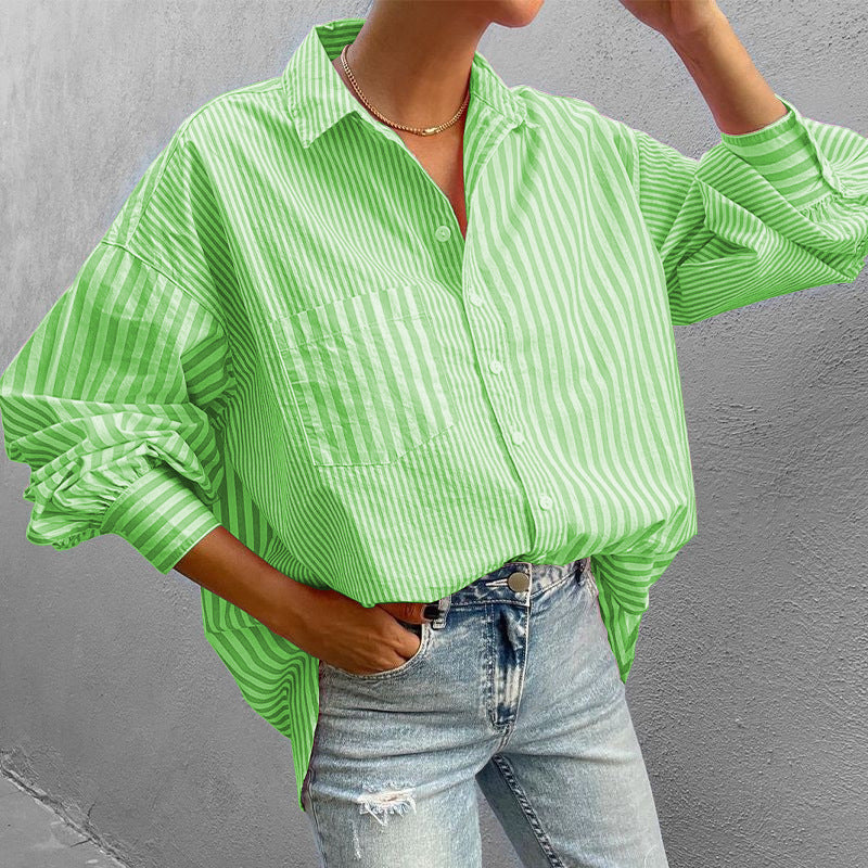 Striped Button-Down Oversized Shirt