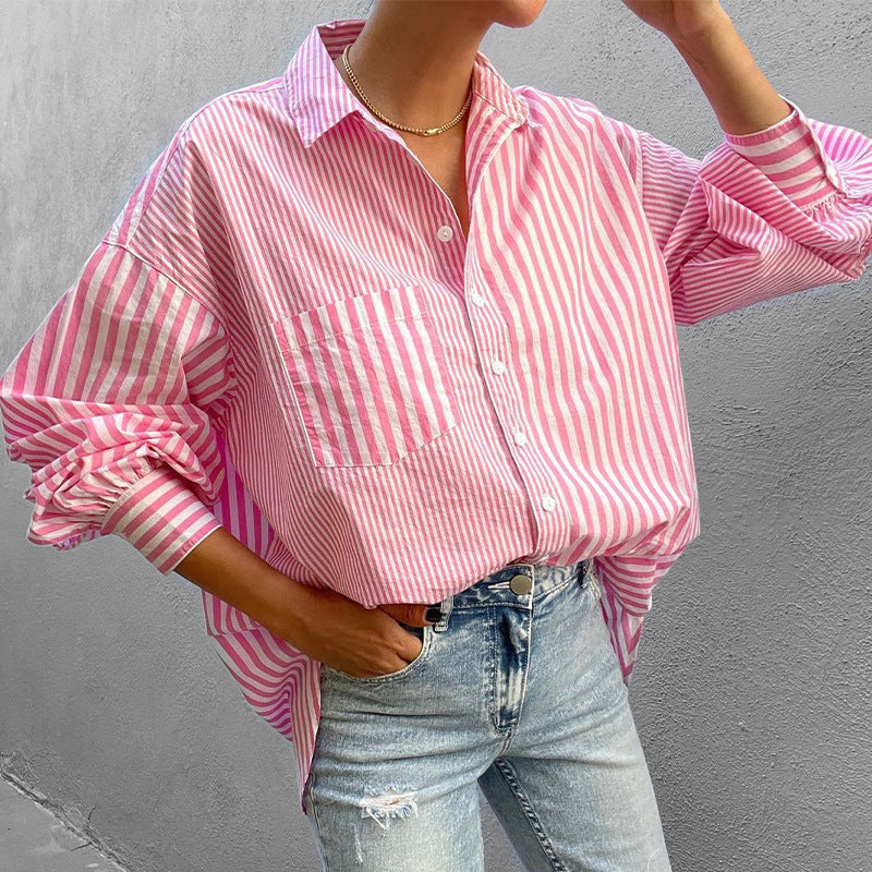 Striped Button-Down Oversized Shirt