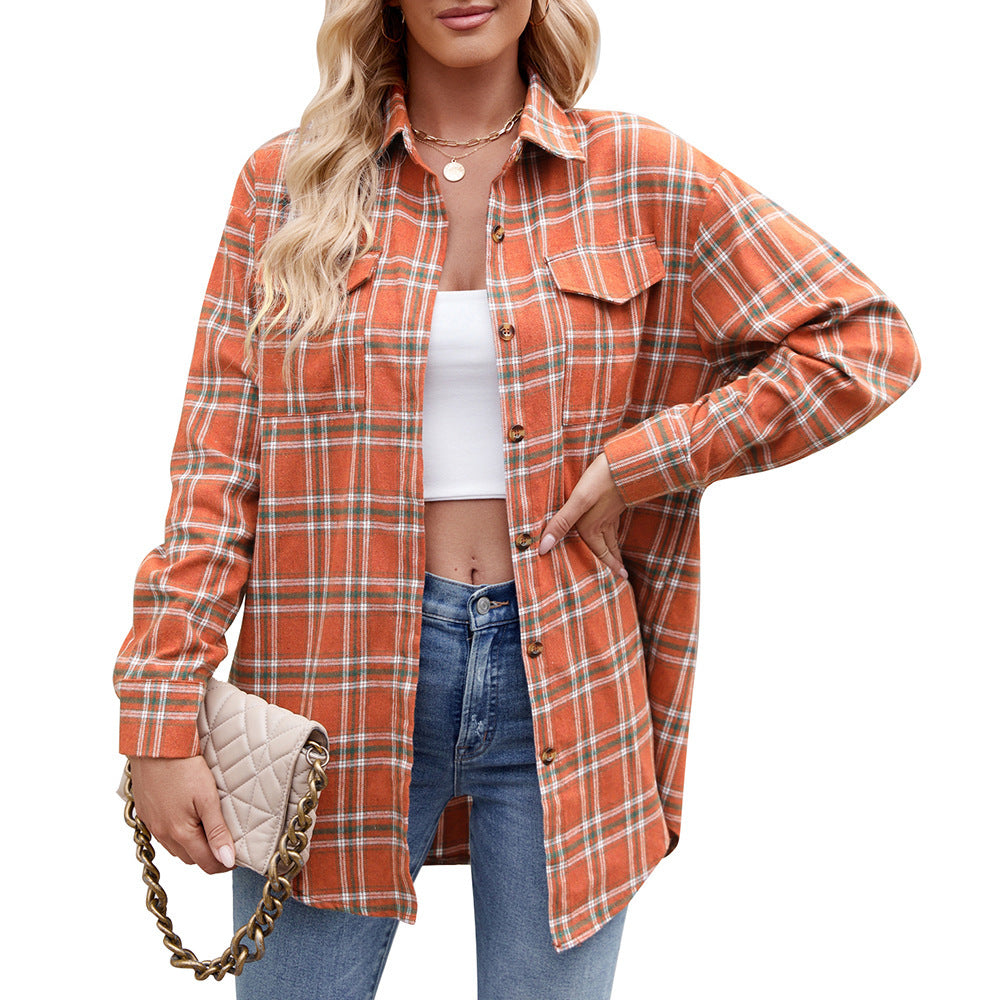 Plaid Button-Down Shirt with Tied Front