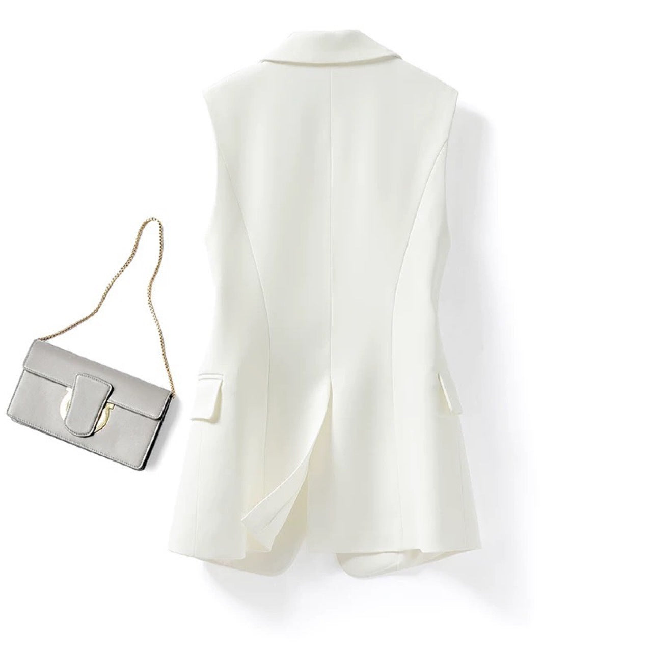 Button Front Vest Blazer Top