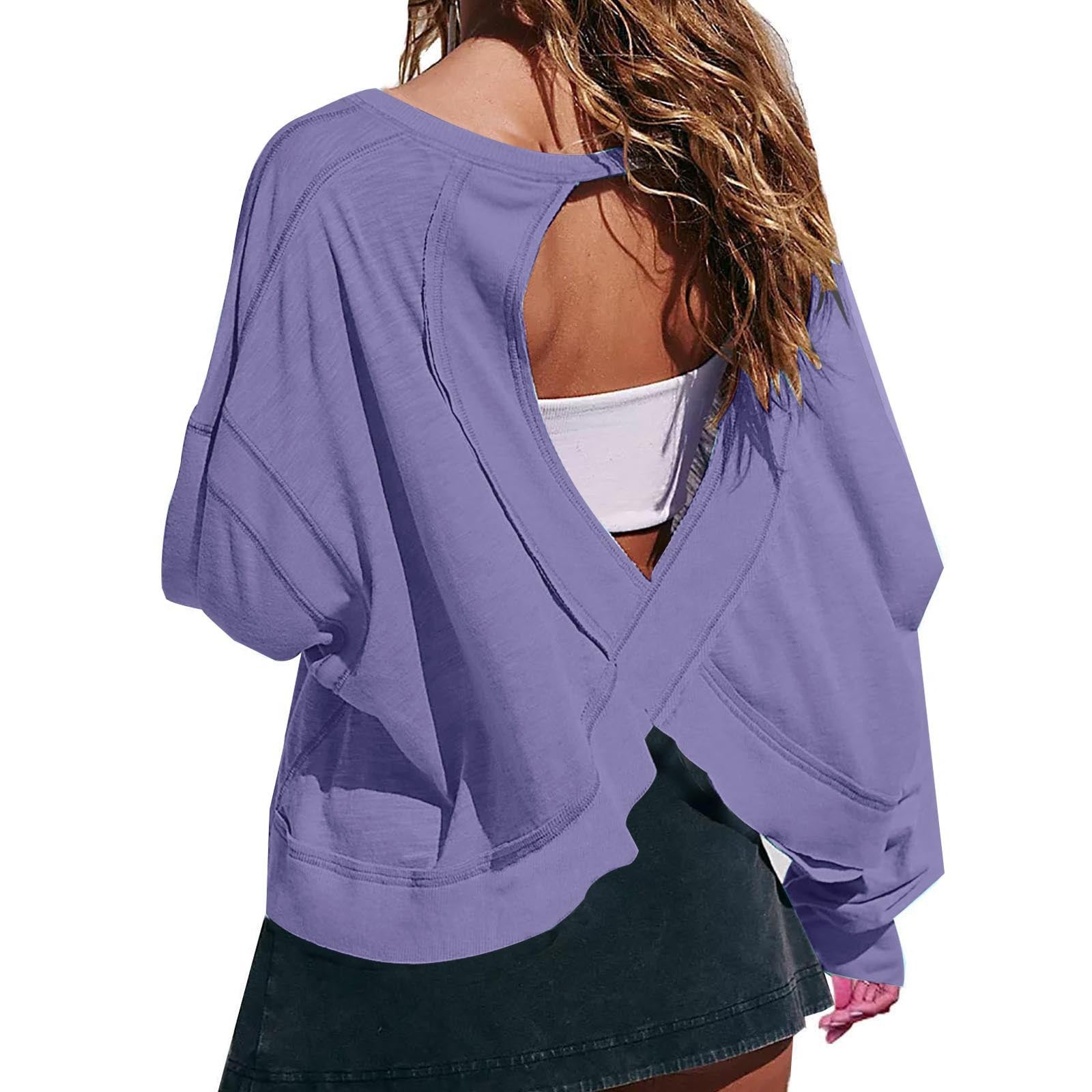 Backless Hollow Crop Long Sleeve T-Shirt