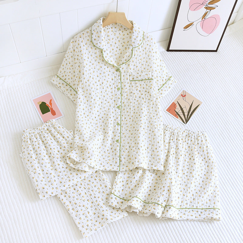Women Cotton Short Sleeve Pajama Set