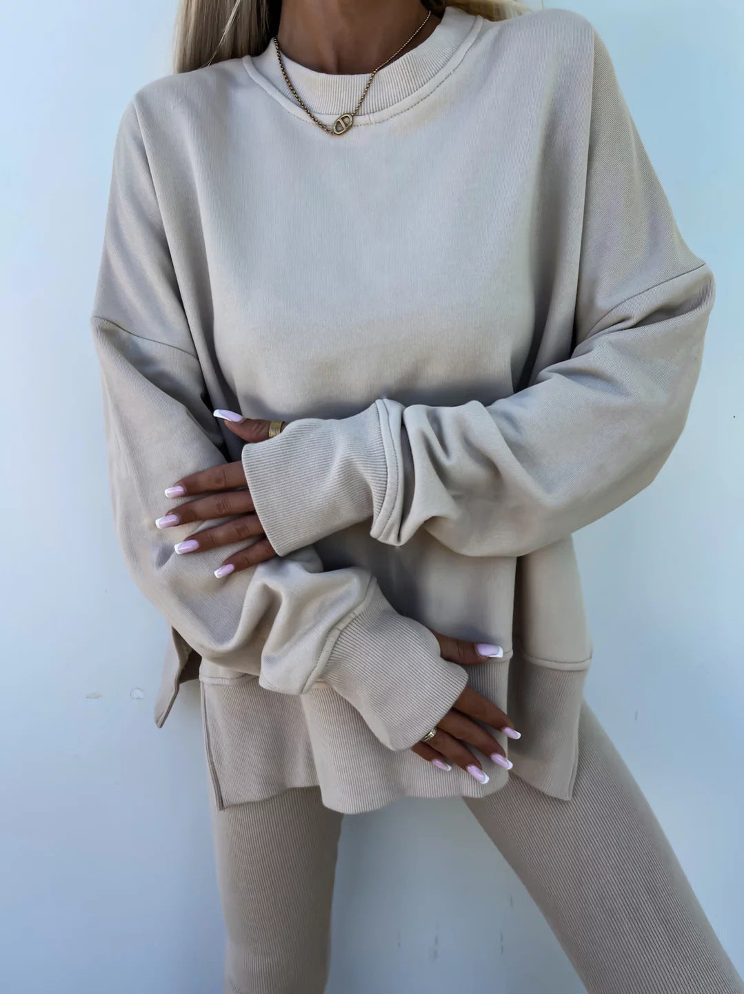 Women’s Oversized Sweatshirt and Leggings Set – Casual Tops for Women, Two-Piece Lounge Outfit
