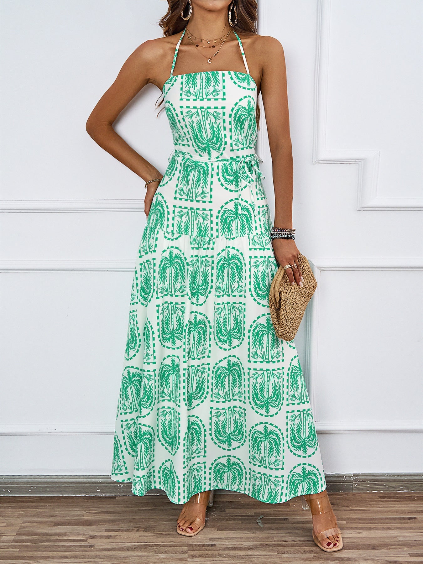 Halter Print Beach Vacation Dress for Women