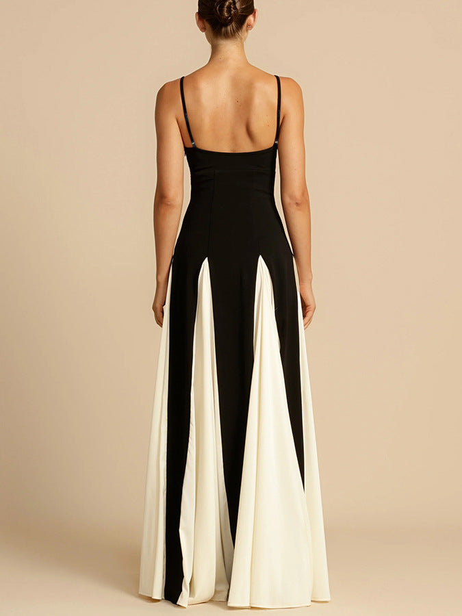 Off-Shoulder Patchwork Flowy Maxi Dress