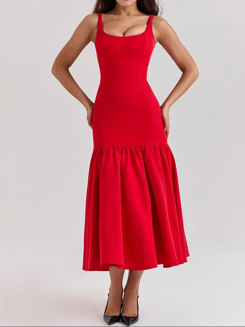 Women's Backless Cami Maxi Dress French Style