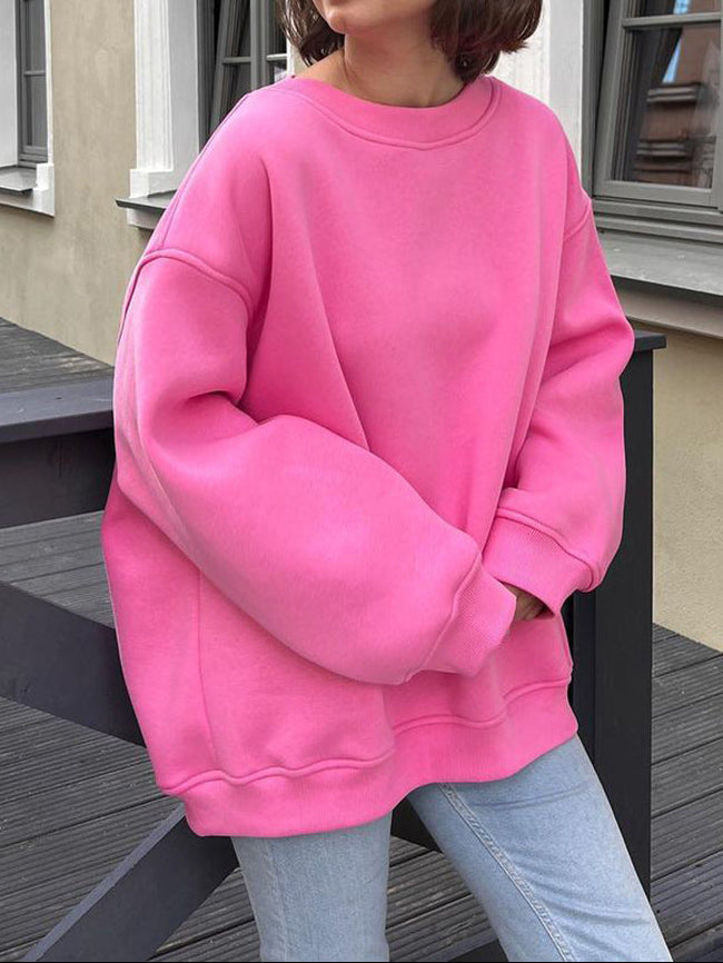 Relaxed Fit Fleece Pullover Sweatshirt
