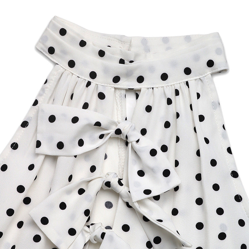 Polka Dot Sleeveless Bow Tie Waist Midi Dress