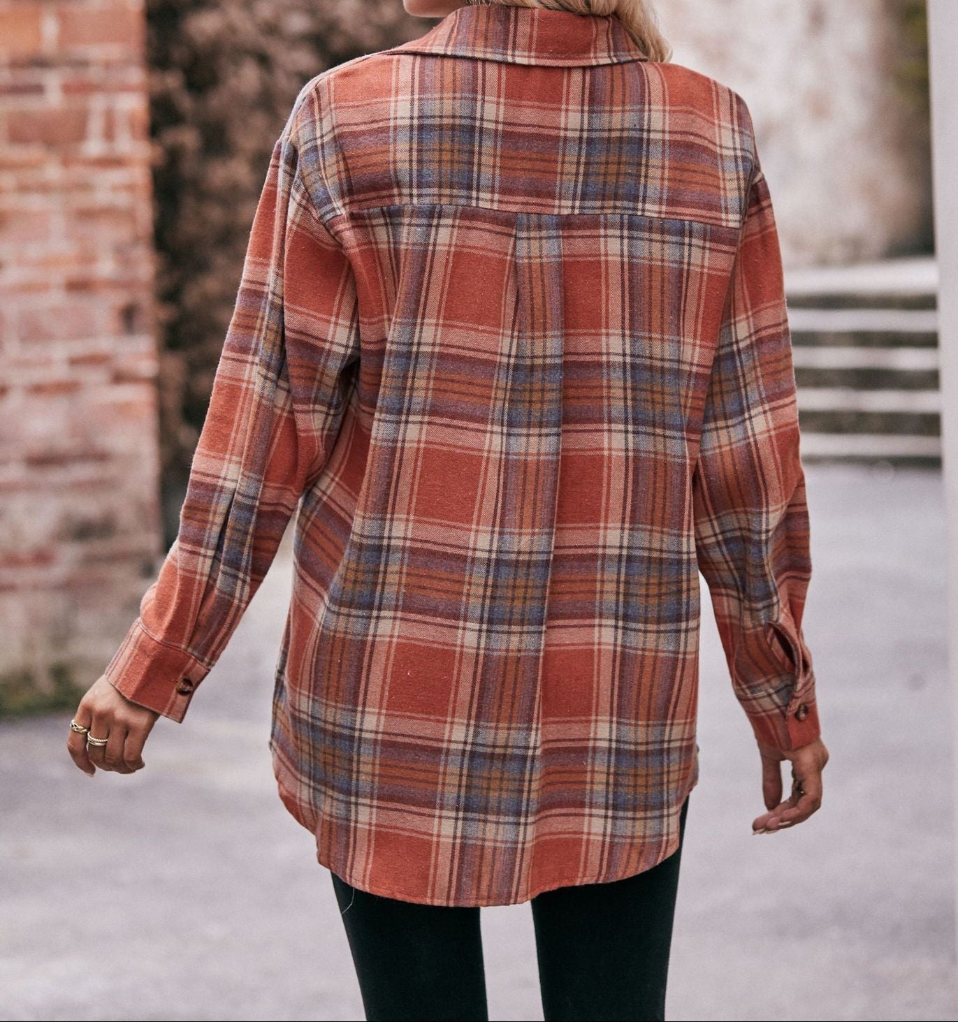 Women's Color Block Plaid Button-Up Shirt