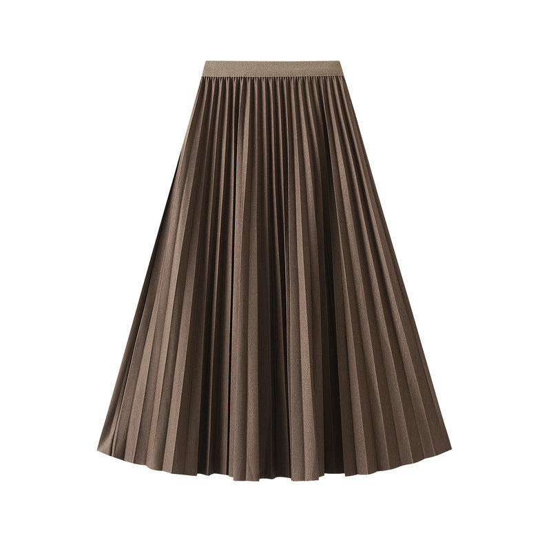 Elastic High-Waist Pleated Skirt