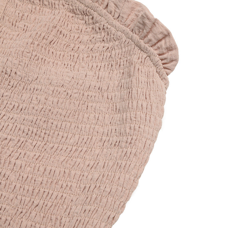 Strapless Smocked Backless Wide Leg Jumpsuit