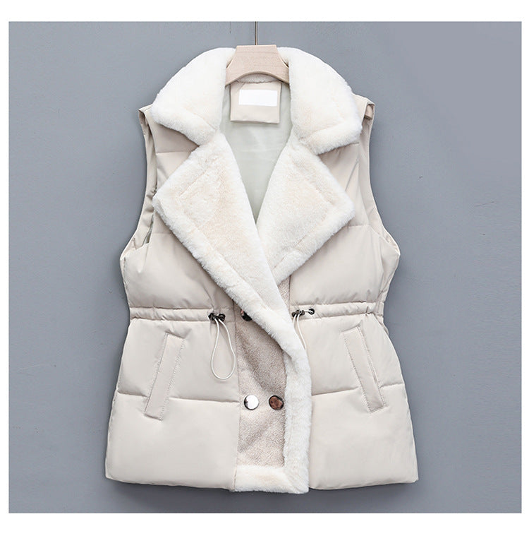 Plus Size Double-Breasted Faux Fur Vest