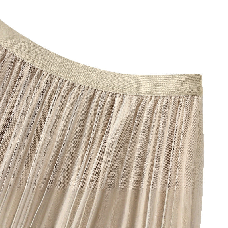 Reversible Pleated Tulle A-Line Midi Skirt