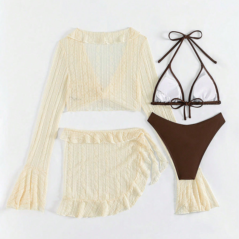 Sheer Mesh Long Sleeve Swim Set