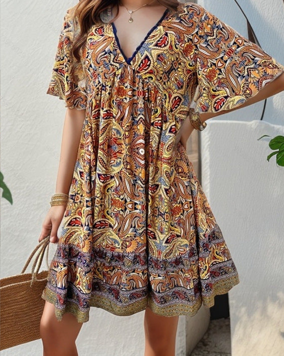 Women Printed V-Neck Dress