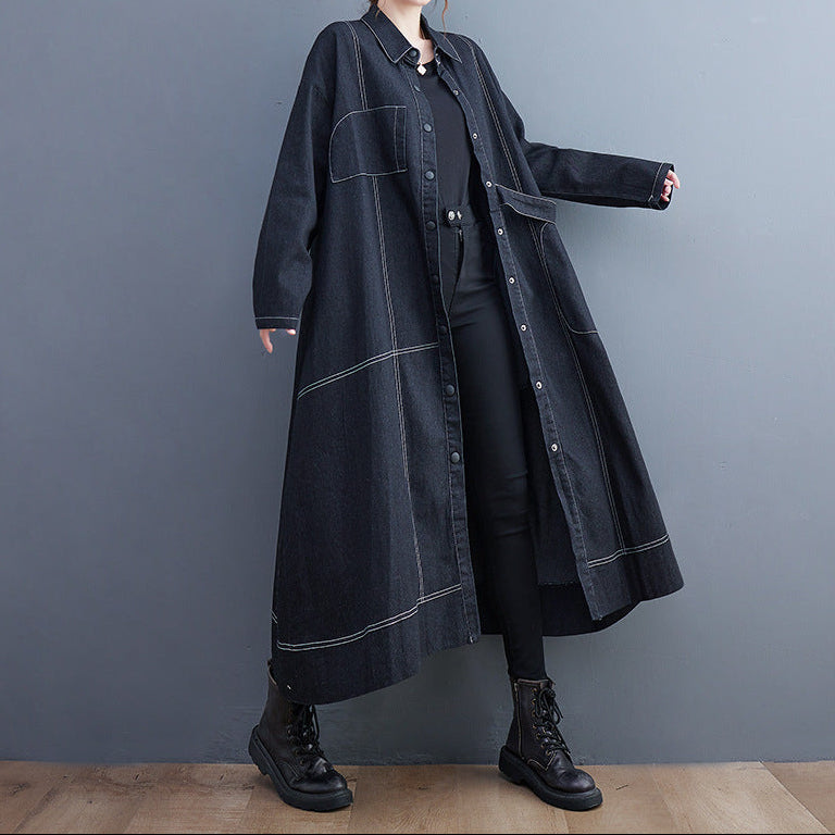 Oversized Denim Trench Shirt Dress