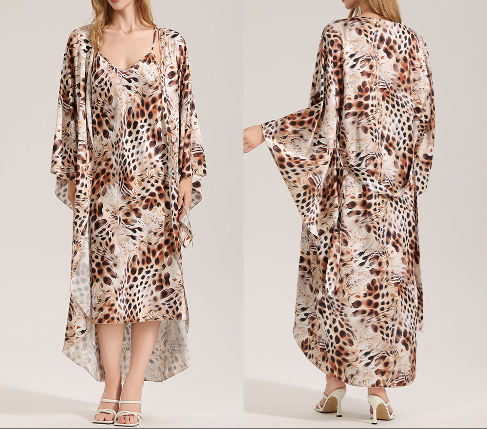 Satin Chiffon Cami Robe Pajama Set Women
