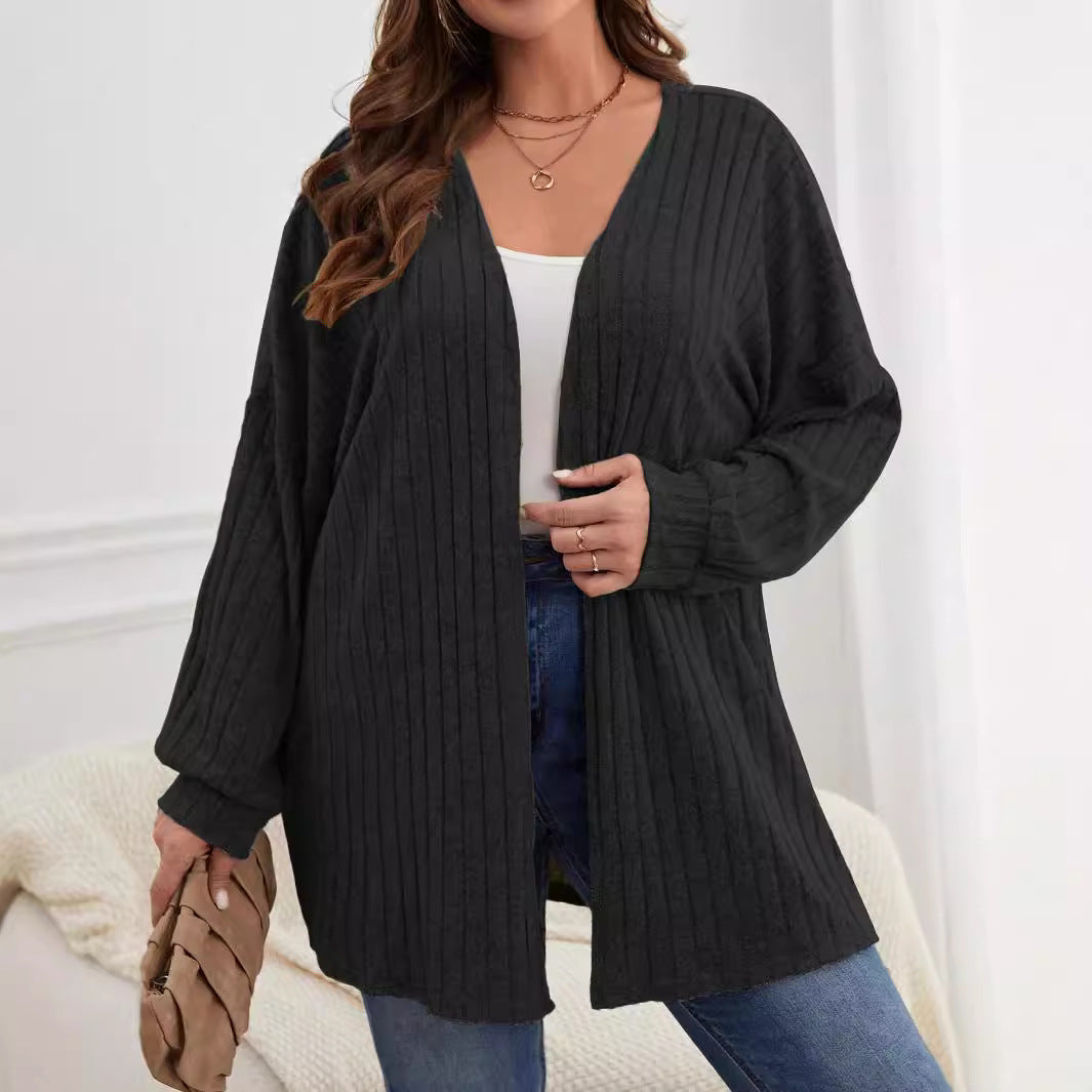 Ribbed Open Front Cardigan