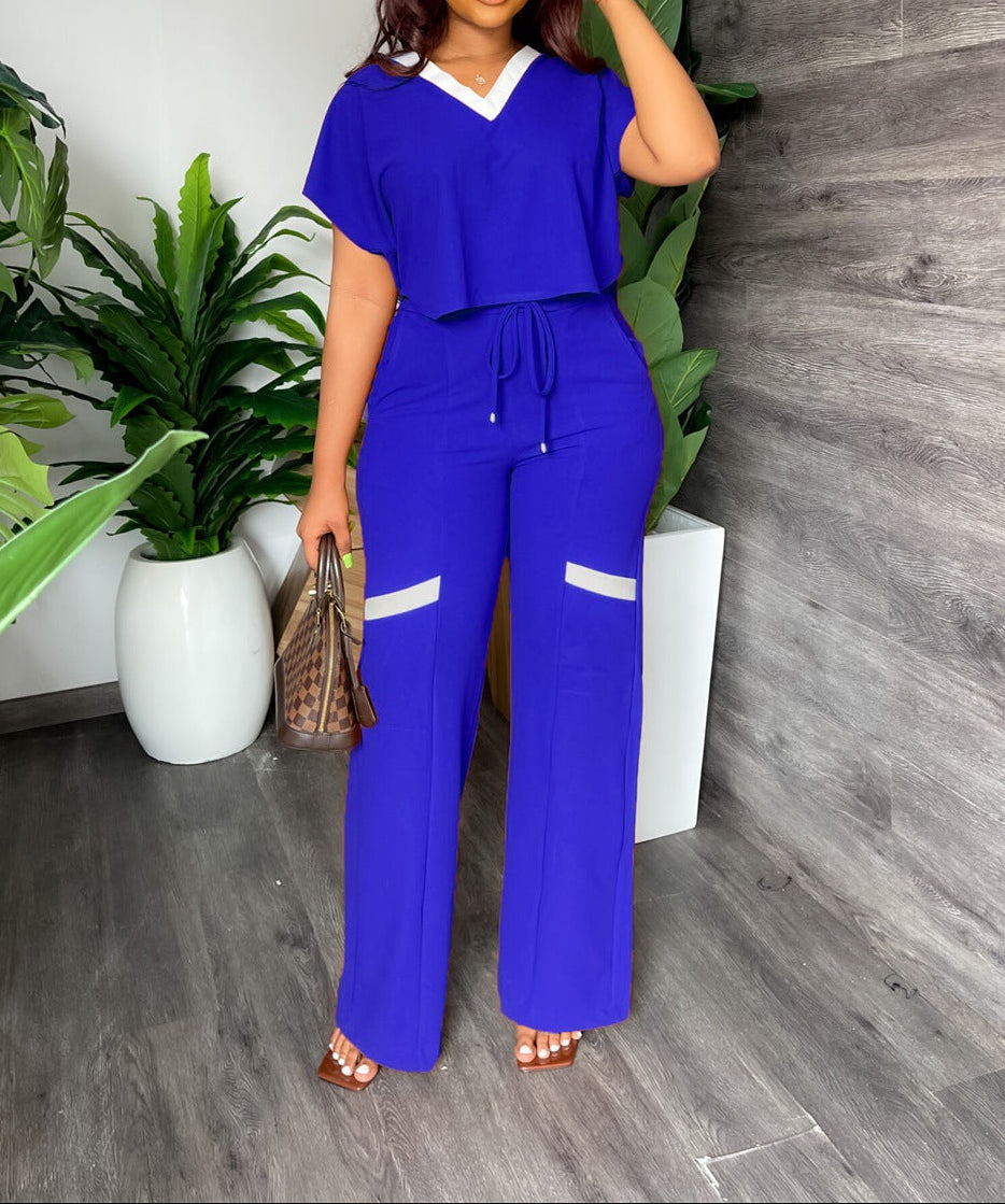 Casual Short Sleeve Top and Pants Set