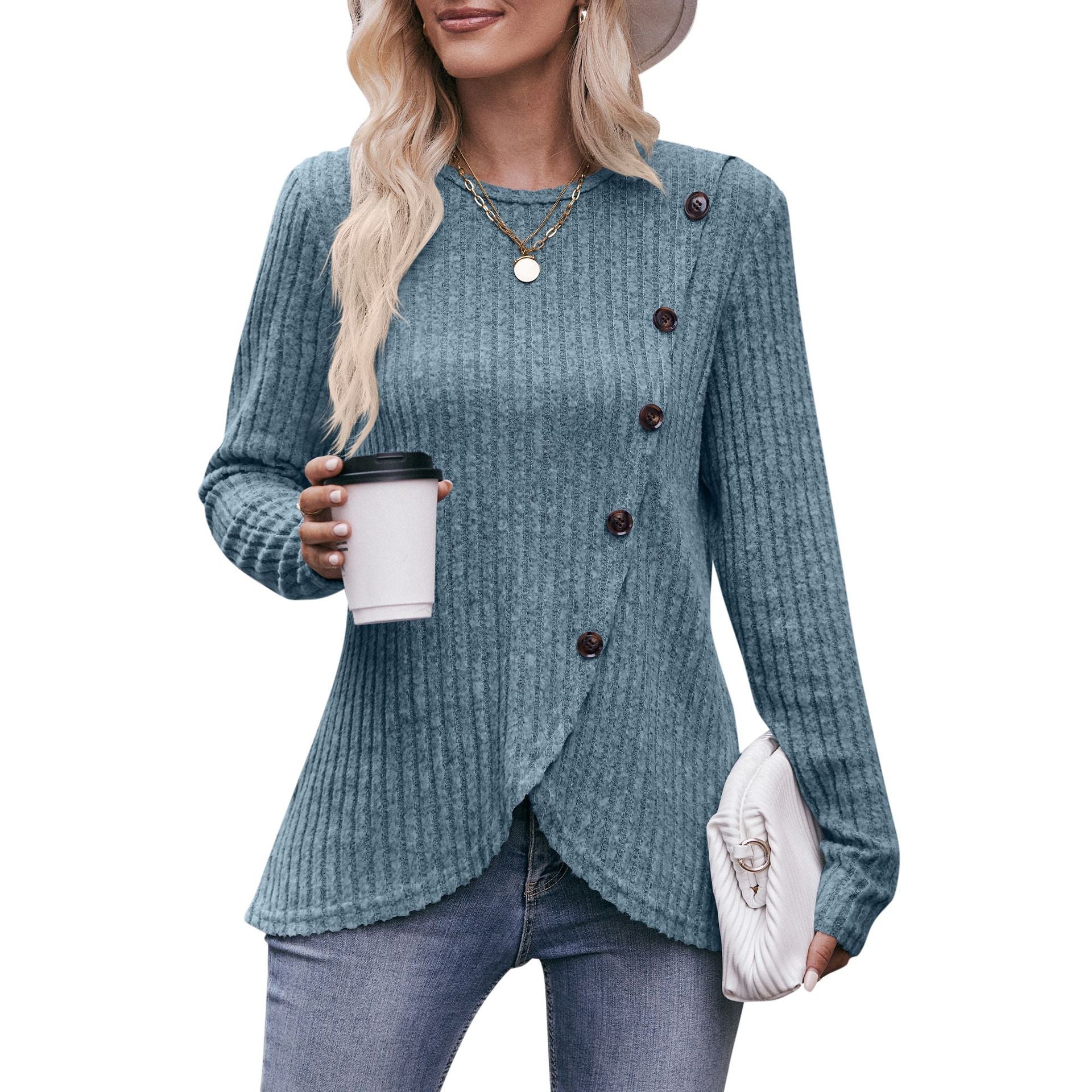 Women's Ribbed Button T-Shirt
