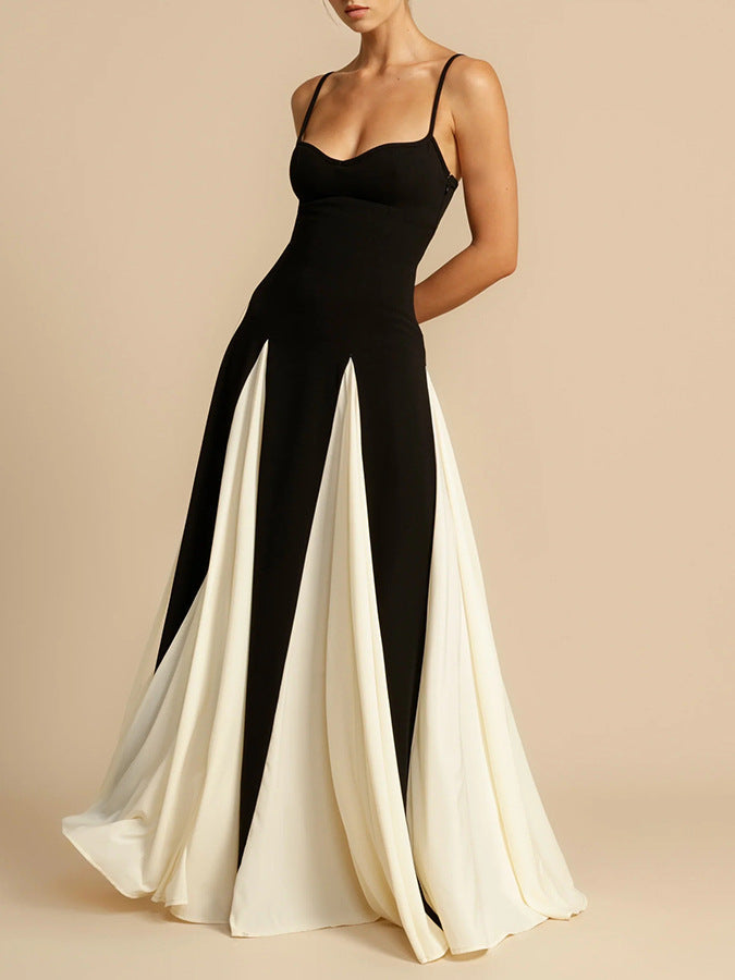 Off-Shoulder Patchwork Flowy Maxi Dress