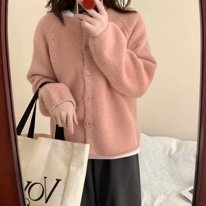 Relaxed Drop-Shoulder Knit Cardigan Sweater