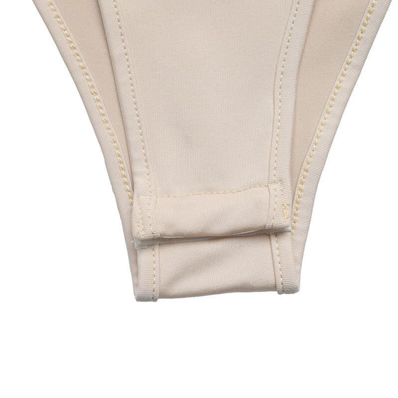 Square Neck Mesh Long Sleeve Solid Color Bodysuit