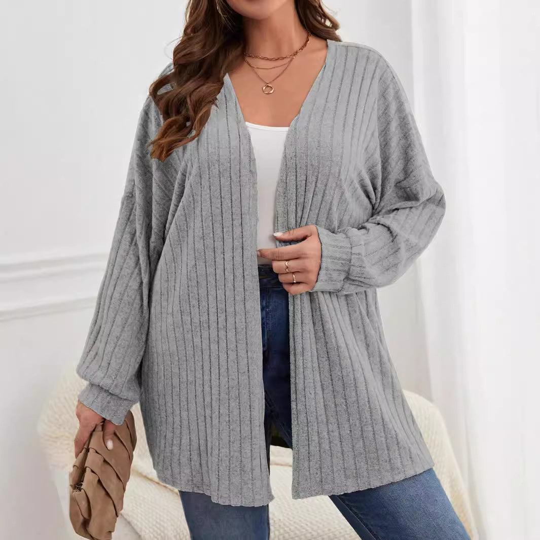 Ribbed Open Front Cardigan