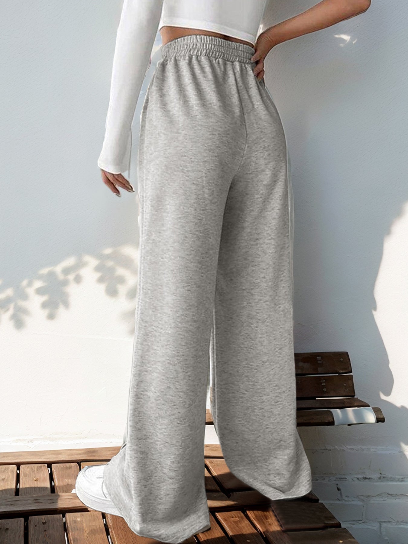 V Shape High Waist Wide Leg Pants
