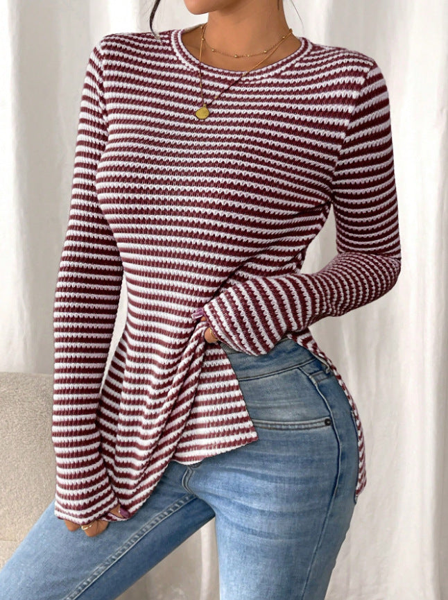 Colorblock Long Sleeve Crew Neck T-Shirt