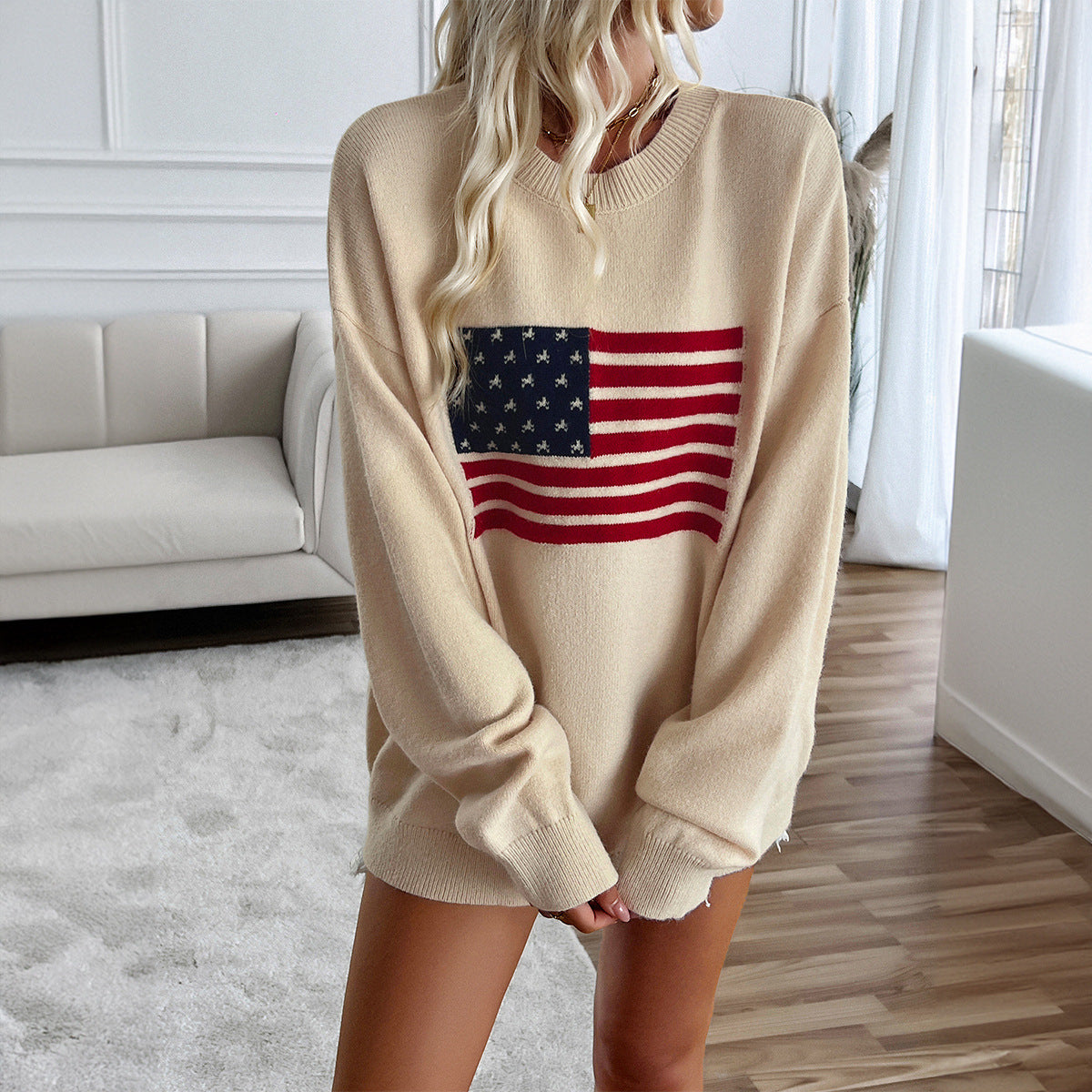 Relaxed Knit Long Sleeve Sweater Top