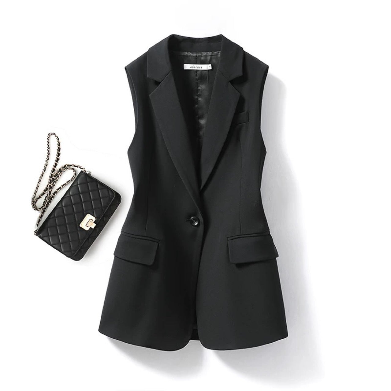 Button Front Vest Blazer Top