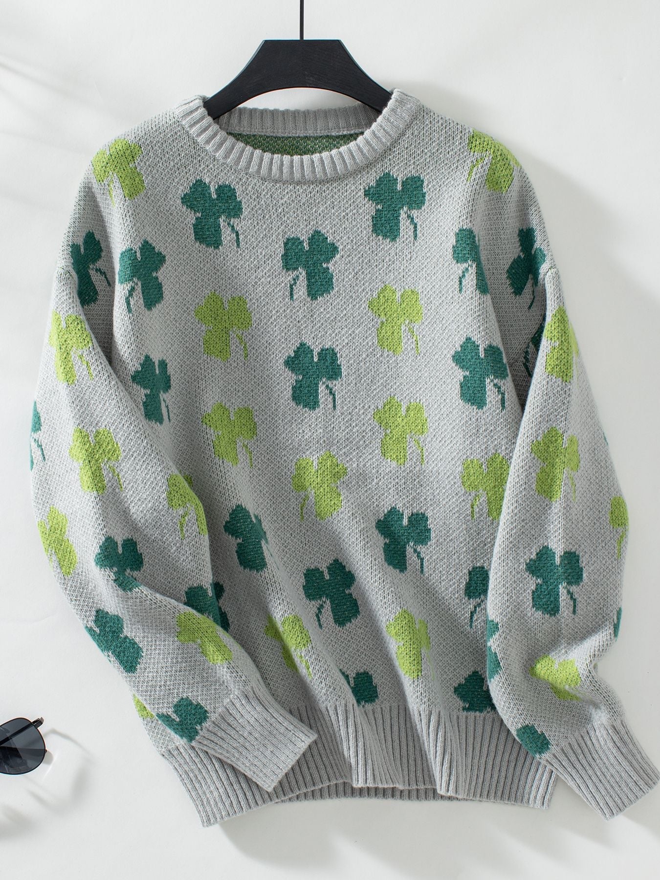 Clover Jacquard Loose Knit Sweater