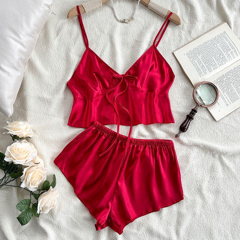 Silk Look Camisole and Shorts Pajama Set