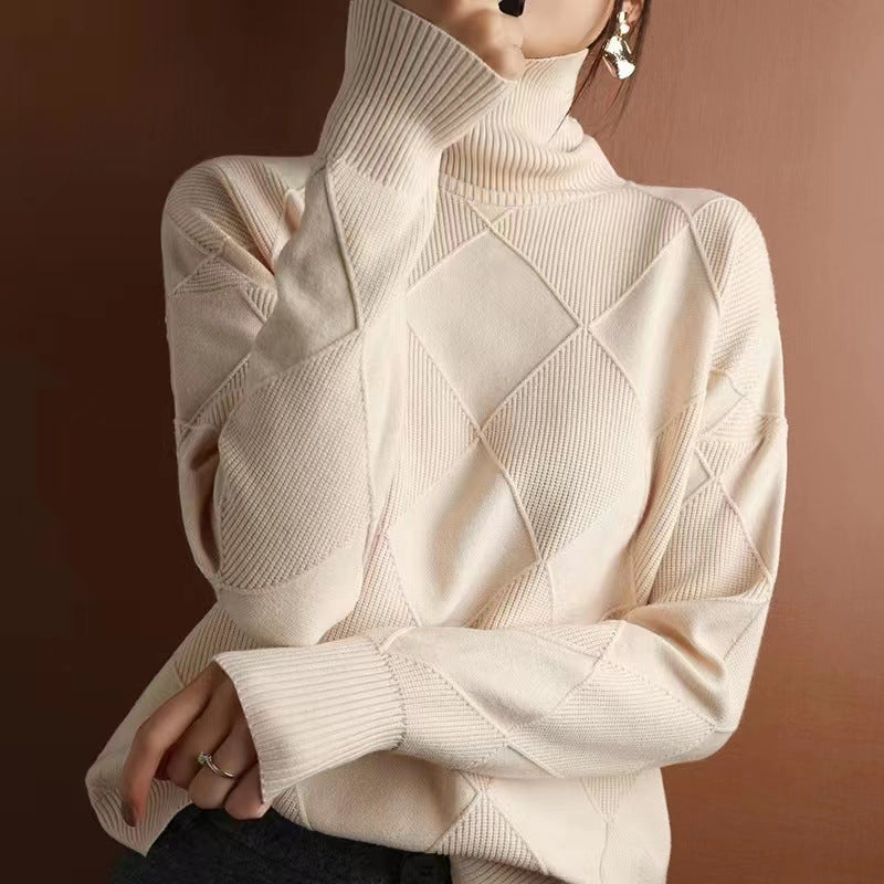 Diamond Pattern Knit Pullover Sweater