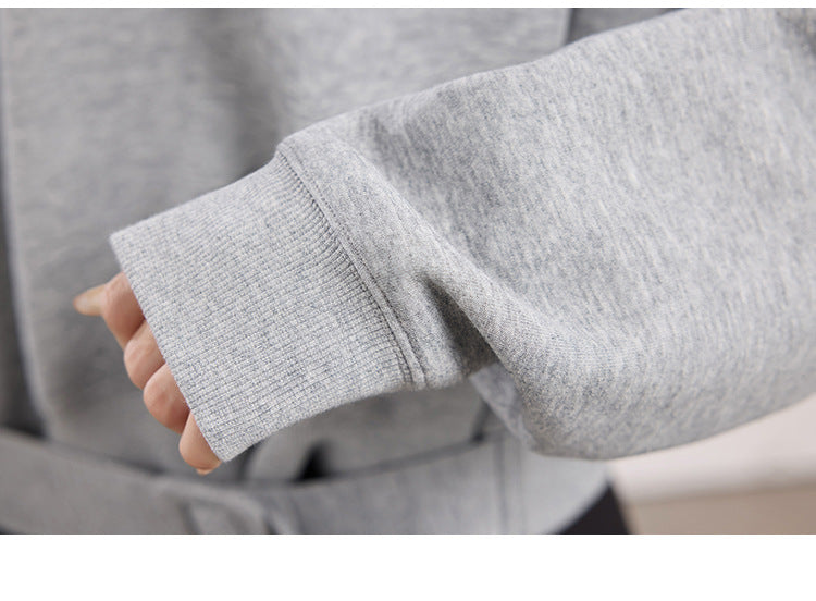 Belted Batwing Cropped Sweatshirt