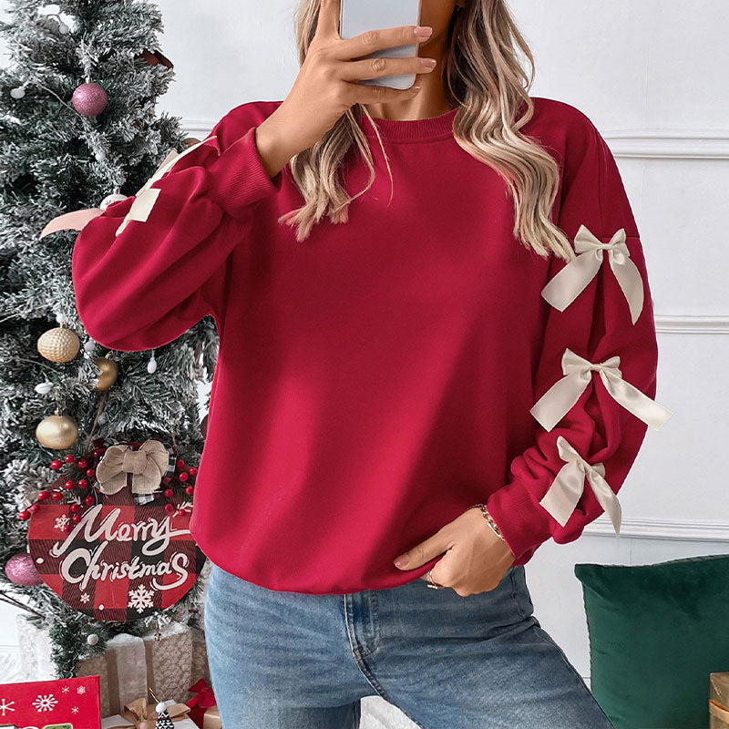 Sweet Bow Detail Relaxed Sweatshirt