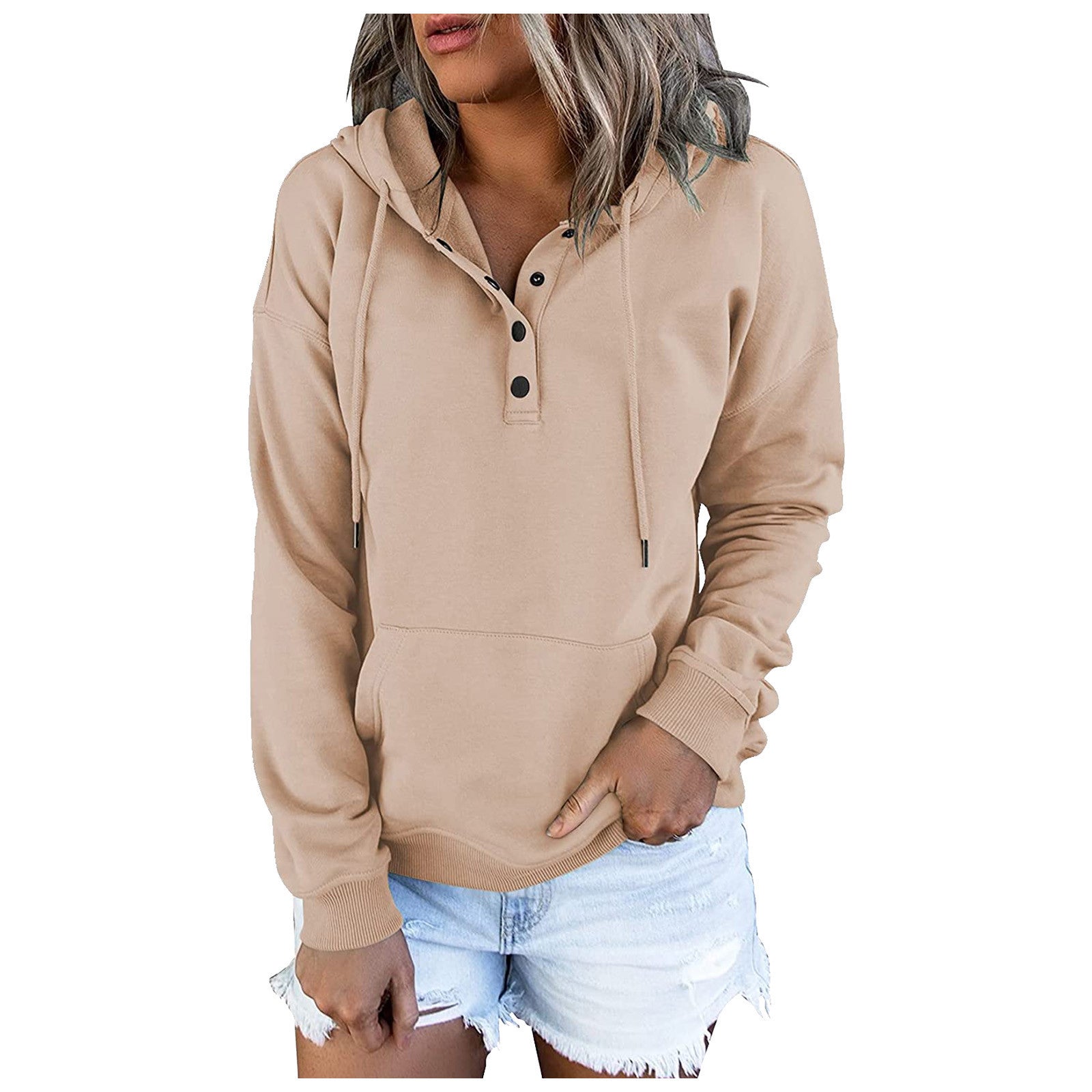 Relaxed Fit Drawstring Hooded Sweatshirt