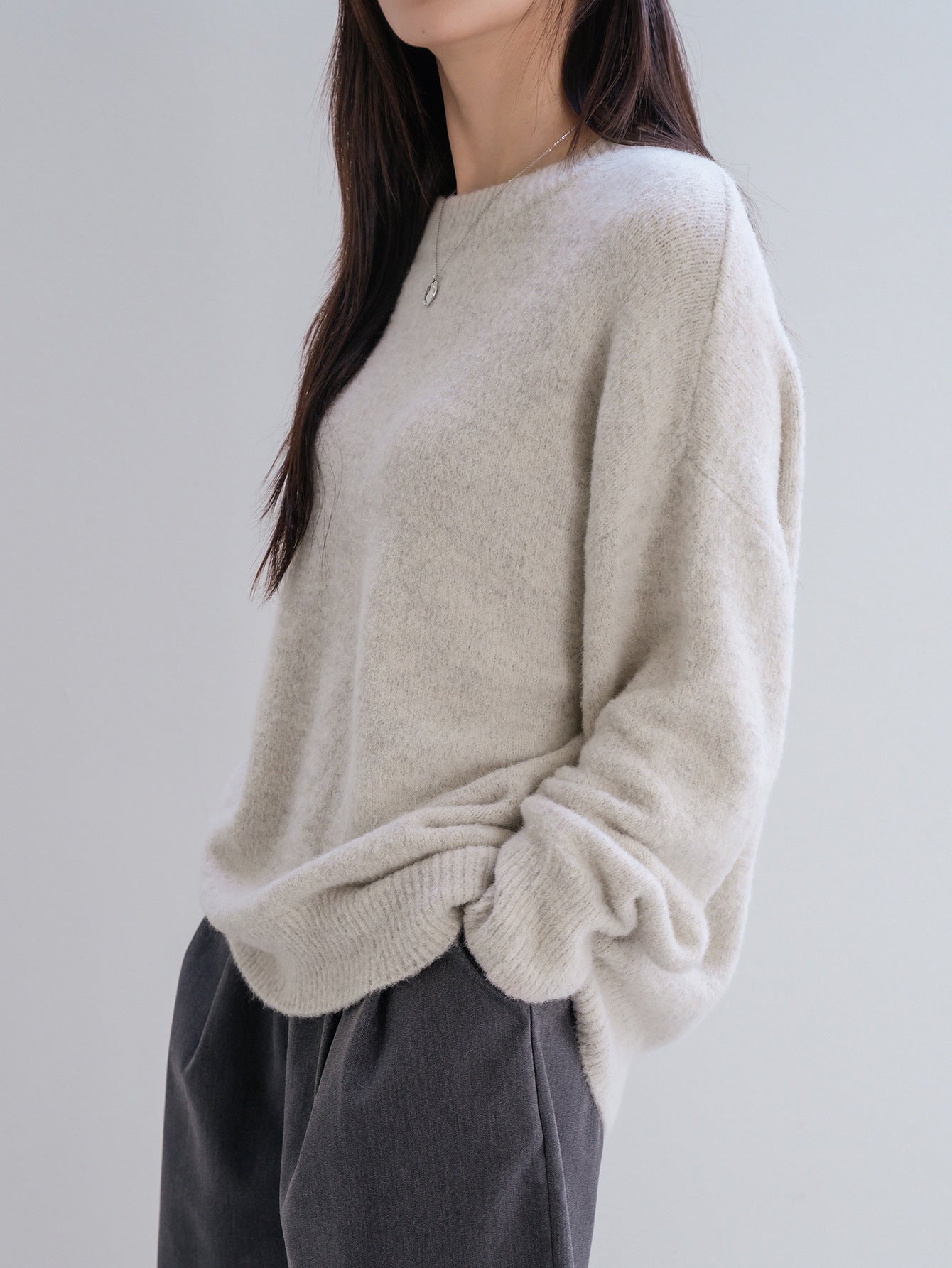 Relaxed Fit Crewneck Knit Sweater