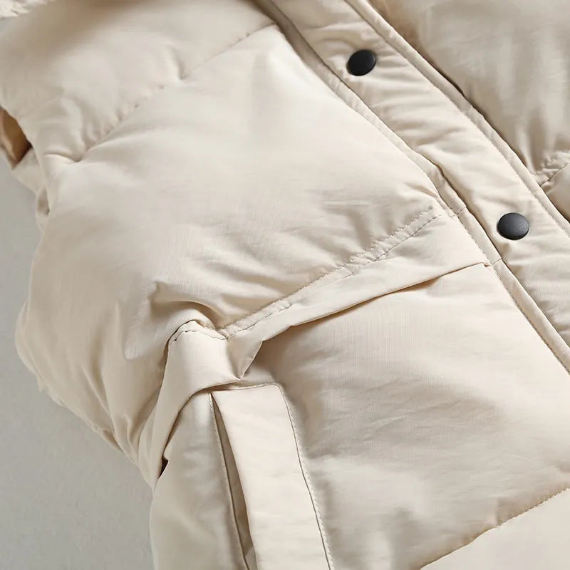 Women’s Quilted Puffer Vest – Stand Collar Sleeveless Down Cotton Vest with Pockets