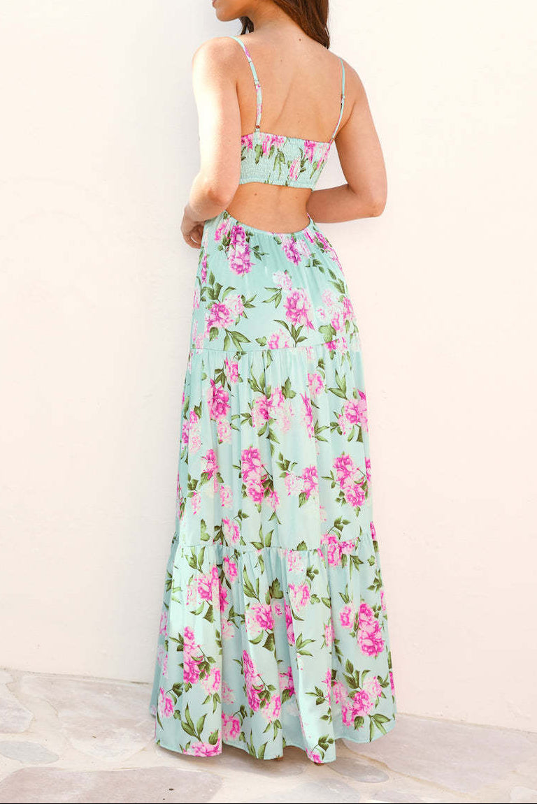 Cutout Spaghetti Strap Slim Fit Maxi Dress
