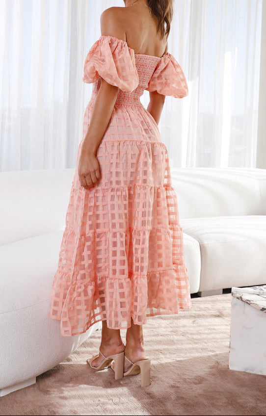 Women Off Shoulder Lantern Sleeve Dress