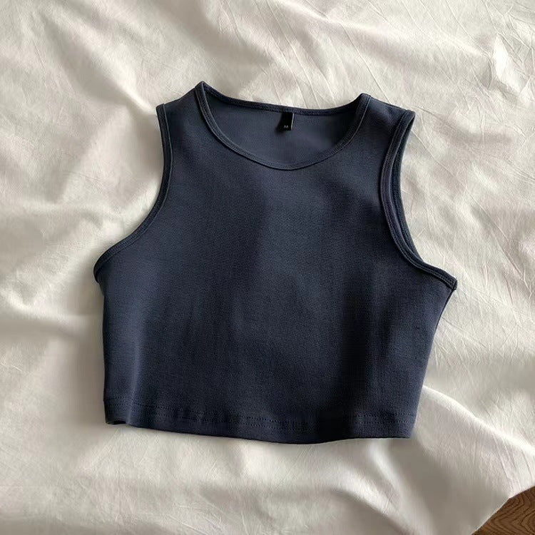 Cropped Stretch Sleeveless Fitted Top