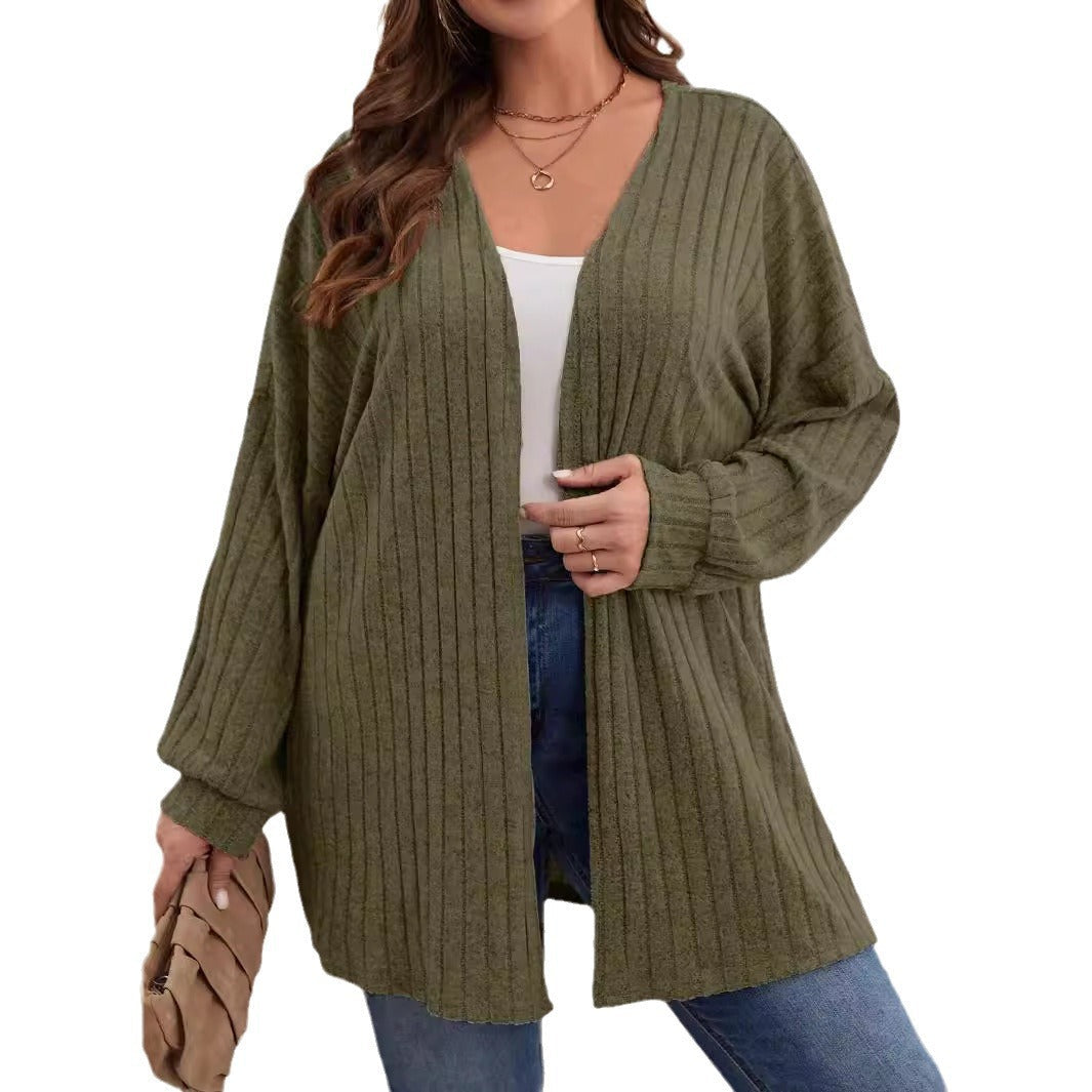 Ribbed Open Front Cardigan