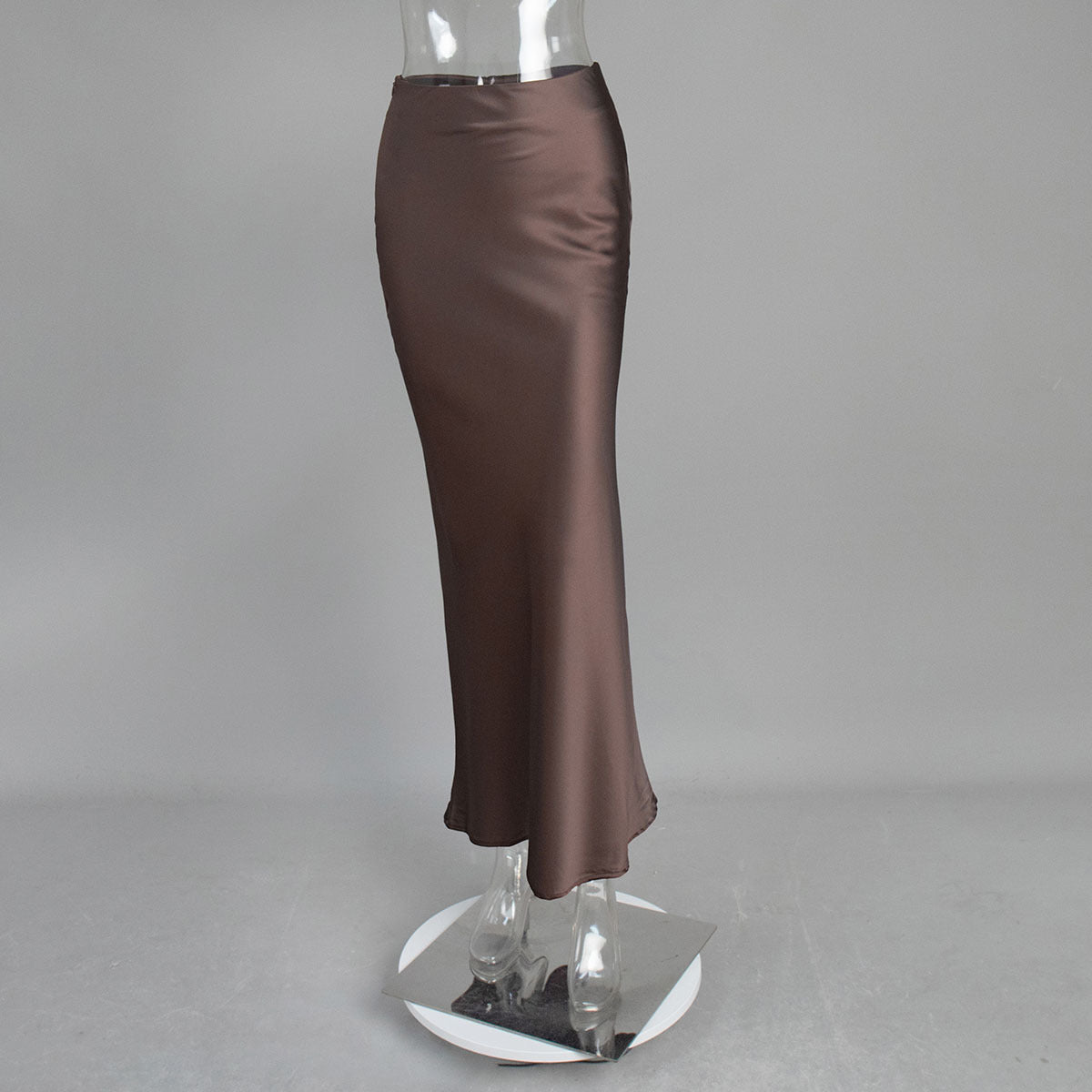 High-Waist Satin Mermaid Maxi Skirt