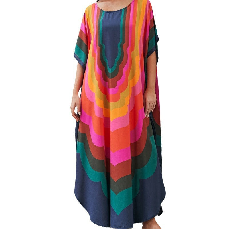 Printed Beach Cover-Up Long Kimono