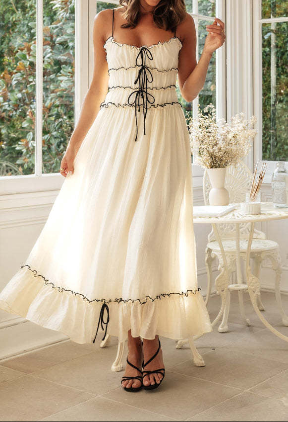 Spaghetti Strap Patchwork Maxi Dress