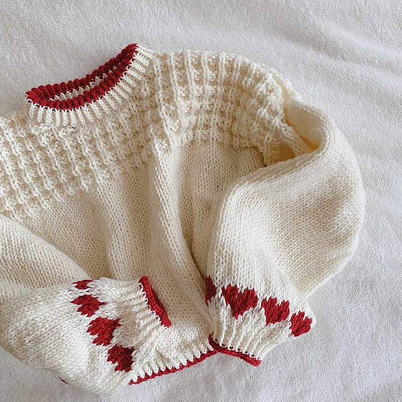 Heart Motif Relaxed Fit Knit Sweater